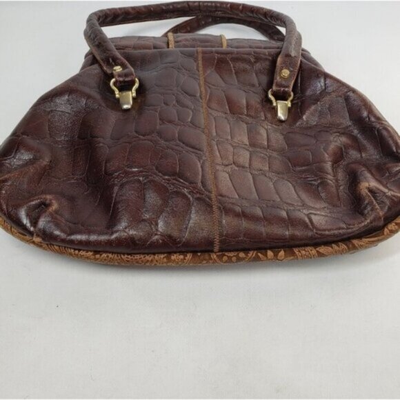 Vintage Leather Patchwork Shoulder Bag Brown Boho Flower Child Festival - Picture 5 of 14